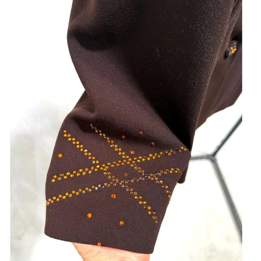 Lily & Taylor Vintage Made in USA brown embellished skirt suit set - Picture 4 of 12
